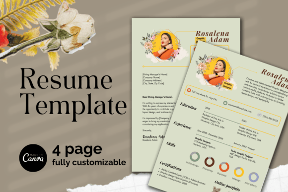 Download Floral Design Resume Canva Template - Premium Bundle